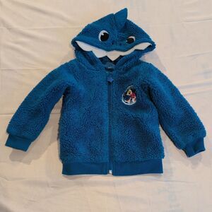 Pinkfong Baby Shark Blue Sherpa Fleece Jawsome Zip Up Character Hoodie Kids
